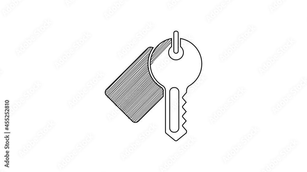 Black line Marked key icon isolated on white background. 4K Video motion graphic animation Black line Marked key icon isolated on white background. 4K Video motion graphic animation
