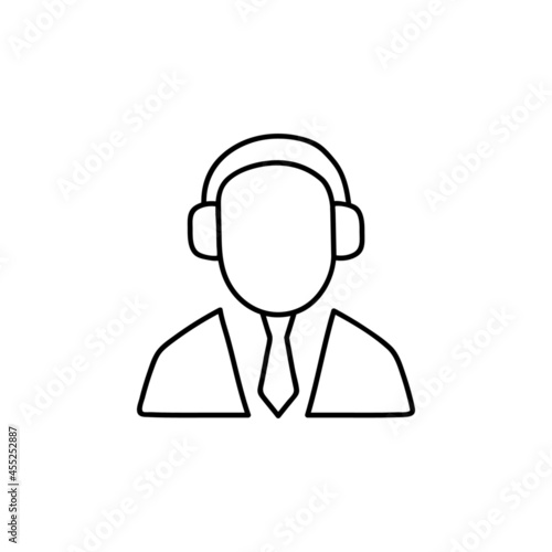 Customer care shop icon in flat black line style, isolated on white background  © hilda