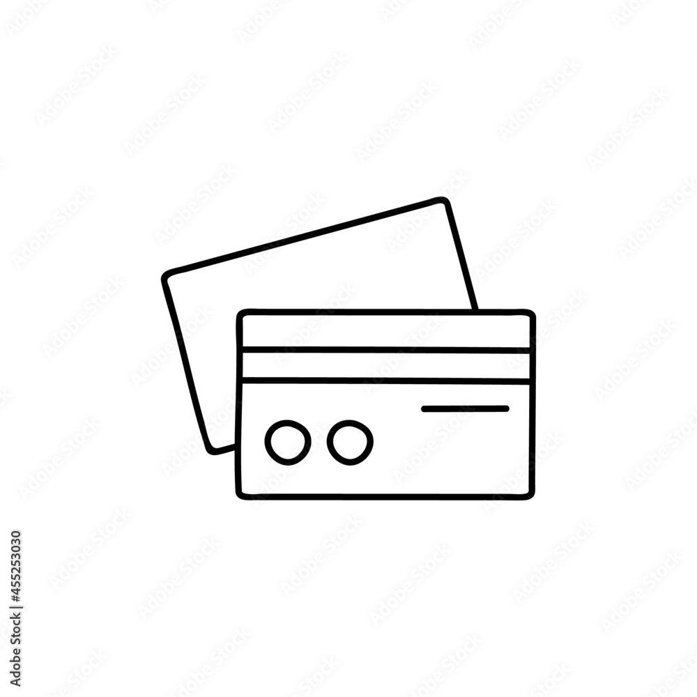 Credit Card icon in flat black line style, isolated on white background Credit Card icon in flat black line style, isolated on white background