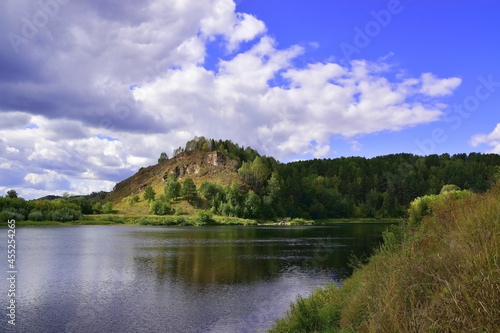 Lobach stone on the right bank of the Sylva river valley in the Kishert district of the Perm region. photo