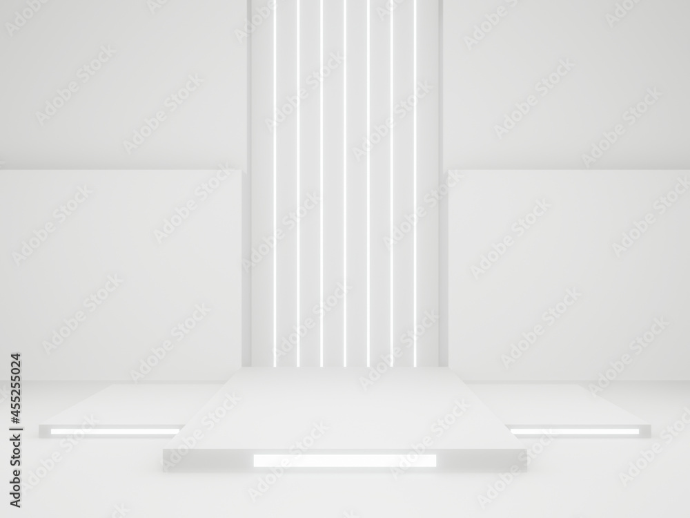 Fototapeta premium 3D scientific product stand. White stage.