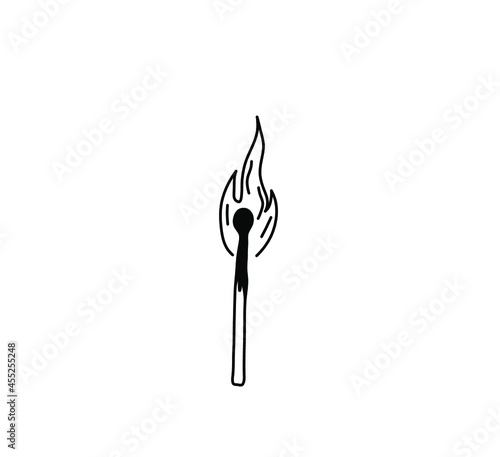 Vector isolated burning match drawing