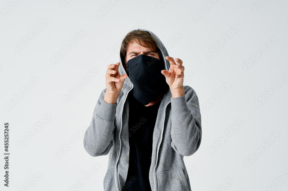 man thief hides his face crime hacker gangster man thief hides his face crime hacker gangster