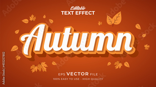 Editable text style effect - autumn text with maple leaves illustration