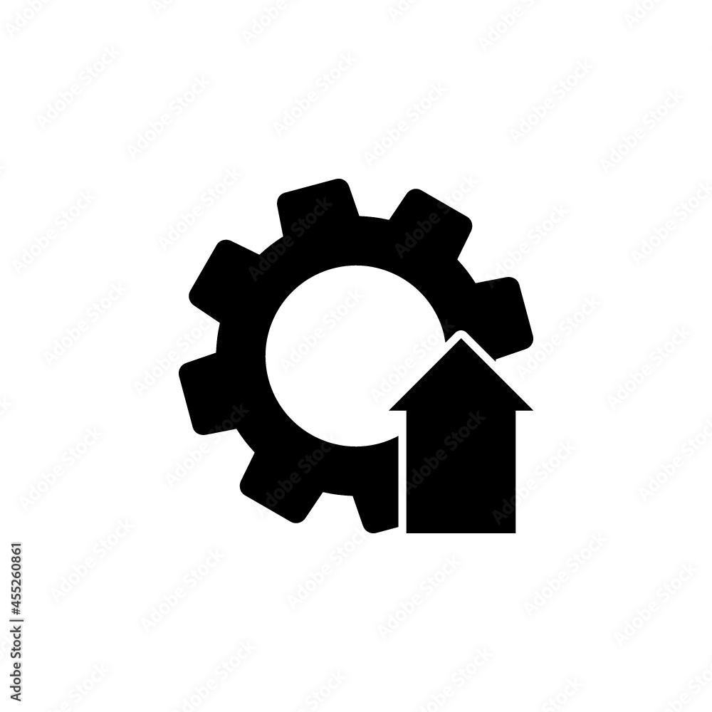 Arrow growth gear business icon isolated on white background Arrow growth gear business icon isolated on white background