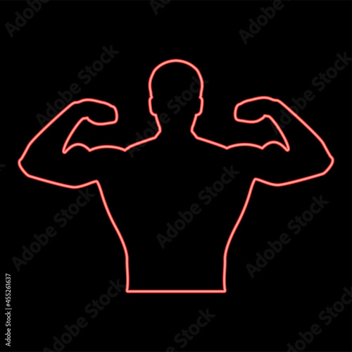 Neon bodyblder it is red color vector illustration flat style image