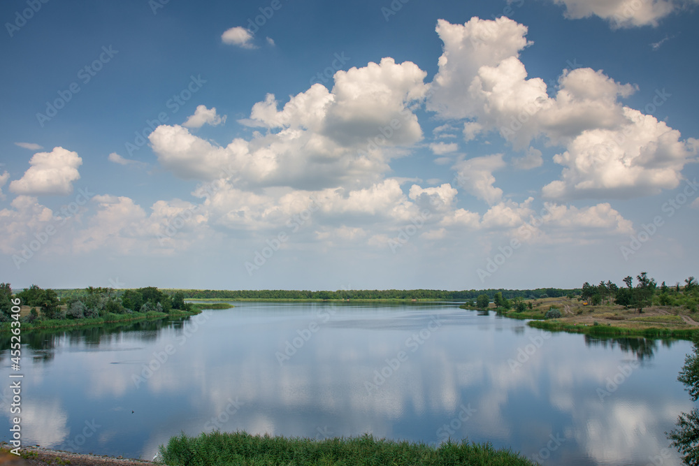 Natural reservoir for drinking water. Reservoir dam. Ukraine. Natural reservoir for drinking water. Reservoir dam. Ukraine.