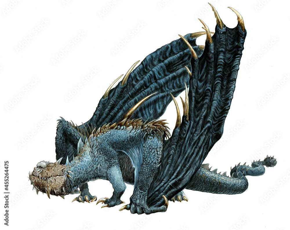 Fototapeta premium Gigantic one-eyed dragon. Fantasy book illustration.