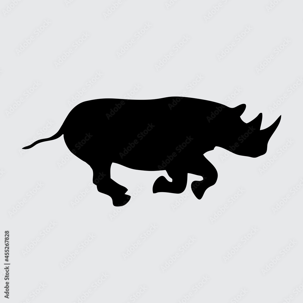Rhino Silhouette, Rhino Isolated On White Background