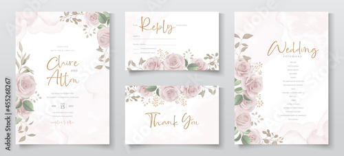 Beautiful roses invitation card template © CLton