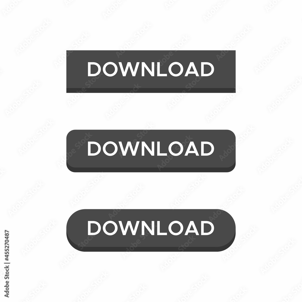 Download Button Icon Vector Set Collection in 3d Style Download Button Icon Vector Set Collection in 3d Style