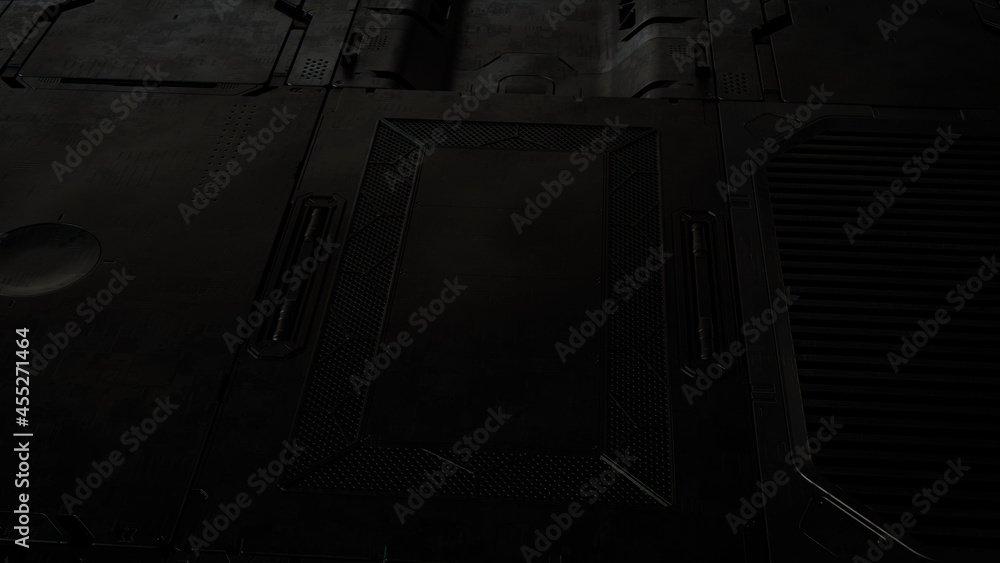 Black, Tech Background with Futuristic 3D Panels. Dark, Sci-Fi style. 3D Render. Black, Tech Background with Futuristic 3D Panels. Dark, Sci-Fi style. 3D Render.