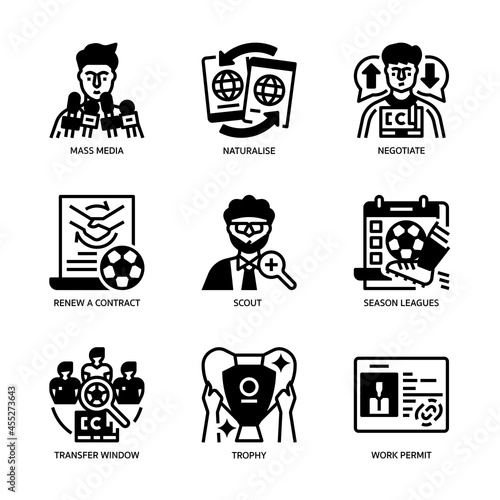 Football Transfers Icons Set