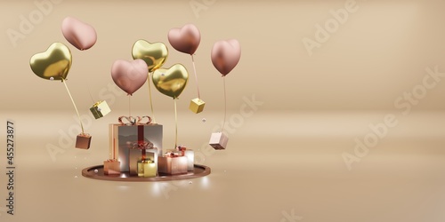 gift boxes and balloons christmas ornaments new year decoration ball 3d illustration