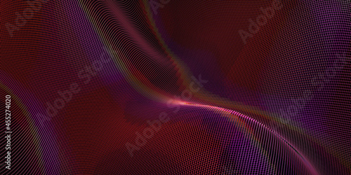 mesh digital wave technology background Shiny reflective surface 3D illustration