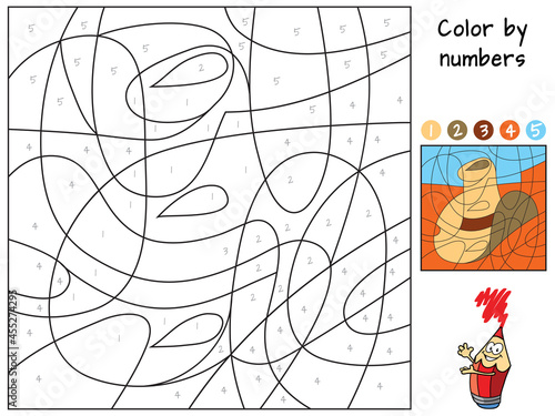Cowboy hat. Color by numbers. Coloring book