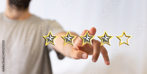  five star rating. Service rating, satisfaction concept