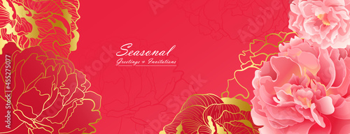 Dark pink peony header banner