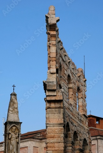 Ruins of roman villa Grottoes of Catullus in sirmione at lake garda in itlay photo