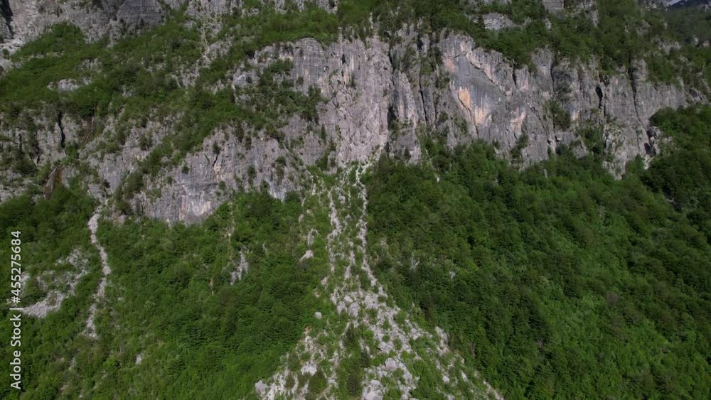 Climbing mountain slope with steep cliffs and green trees, beautiful mount texture in Alps Climbing mountain slope with steep cliffs and green trees, beautiful mount texture in Alps