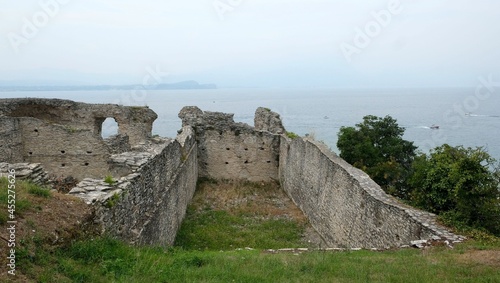 Ruins of roman villa Grottoes of Catullus in sirmione at lake garda in itlay photo