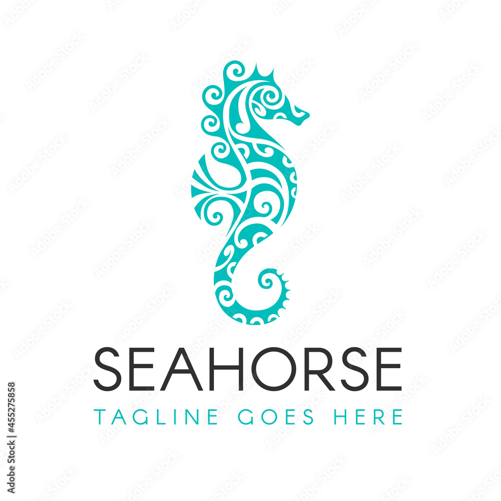 Obraz premium Seahorse logo graphic design concept. Editable element, can be used as logotype, icon, template in web and print 