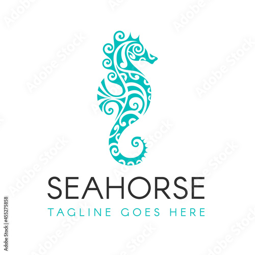 Seahorse logo graphic design concept. Editable element, can be used as logotype, icon, template in web and print	
