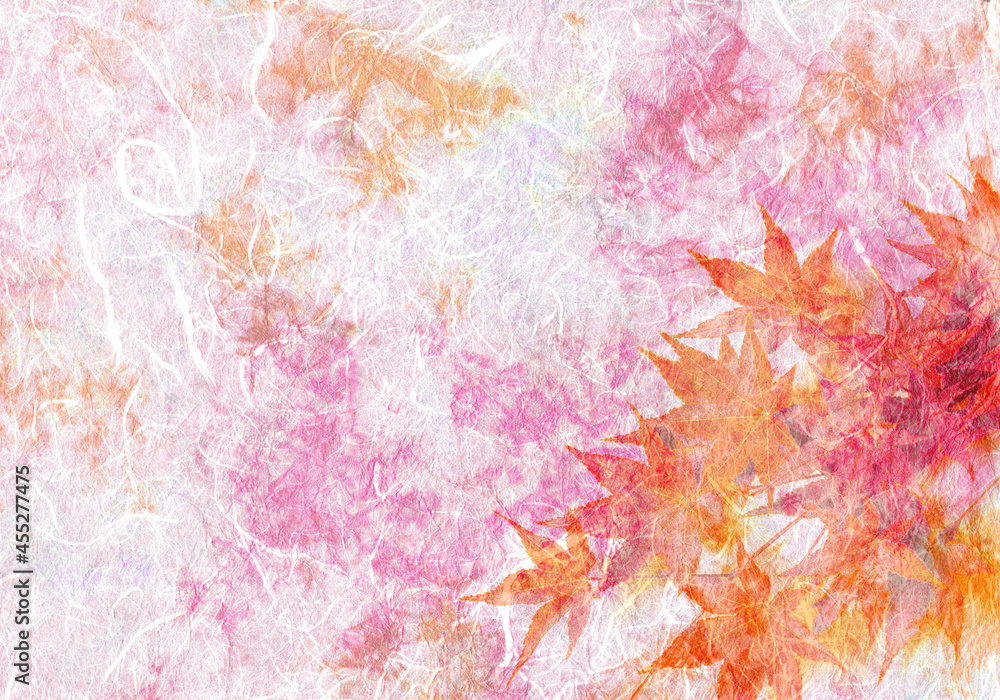 和紙に漉き込んだ紅葉のイメージ、イロハモミジ