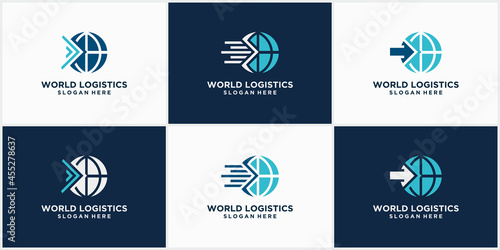 set of logistics freight forwarding logos, Company logistics logos, Arrow Icons, Shipping Icons.