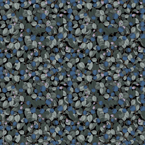 Seamless botanical pattern with wild berries
