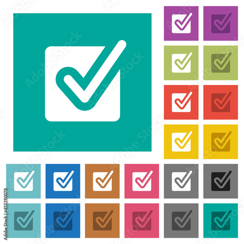 Checked box solid square flat multi colored icons