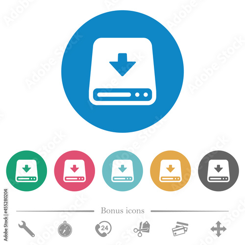 Download to hard disk flat round icons