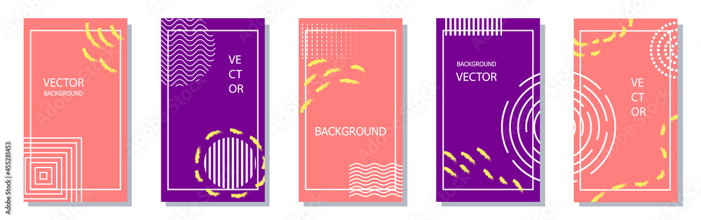 abstract background for the design of social networks Symbols signs colored spots lines on a colored background Place for an inscription Geometric figures Vector stock illustration Modern Template abstract background for the design of social networks Symbols signs colored spots lines on a colored background Place for an inscription Geometric figures Vector stock illustration Modern Template