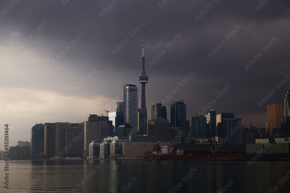 Urban city skyline of Toronto before thunderstorm