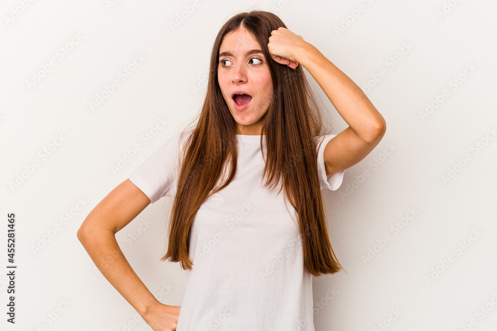 Young caucasian woman isolated on white background being shocked, she has remembered important meeting. Young caucasian woman isolated on white background being shocked, she has remembered important meeting.