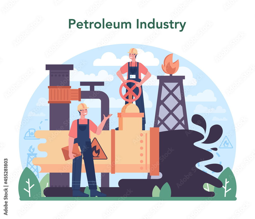 Petroleum industry concept. Pumpjack platform extracting crude oil