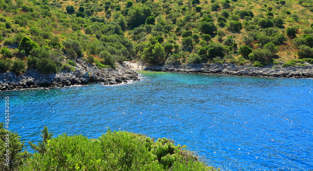 Small hidden beach in cove on Adriatic sea, Croatia Small hidden beach in cove on Adriatic sea, Croatia
