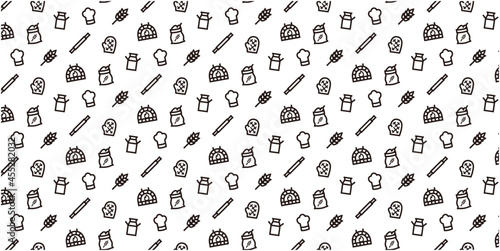 Bakery icon pattern background for website or wrapping paper (Monotone version)