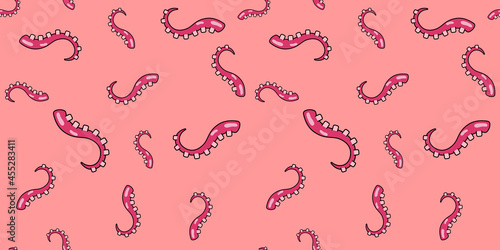 Octopus tentacles Seamless Pattern. Vector background for design. Food concept.