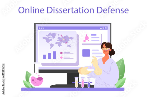 Virologist online service or platform. Scientist studies virus