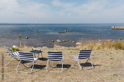 Chairs on a cliff in Bornholm