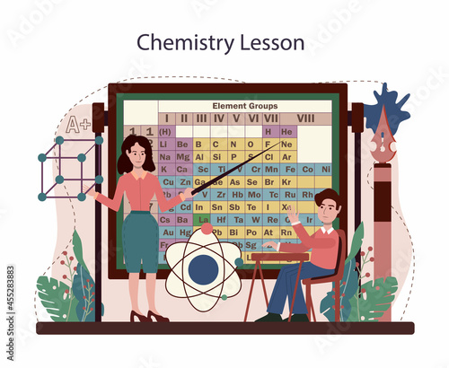 Chemistry school lesson. Student learning chemical formula