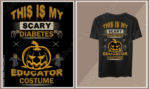 This is scary diabetes educator costume t shirt design quotes, Halloween t shirt design.