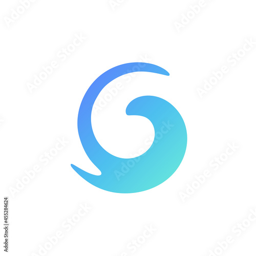 Vector modern logo design with a gradient. Asymmetric blue and cyan illustration of wave or water splash on white background