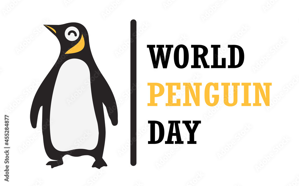 Obraz premium Penguin icon with lettering World Penguin Day