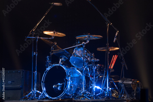 Photography drums on stage before a concert