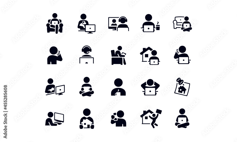 Telecommuting web Icons vector design Telecommuting web Icons vector design
