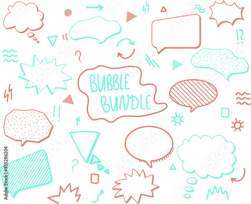 a set of hand-drawn vector bubbles and symbols for text and titles