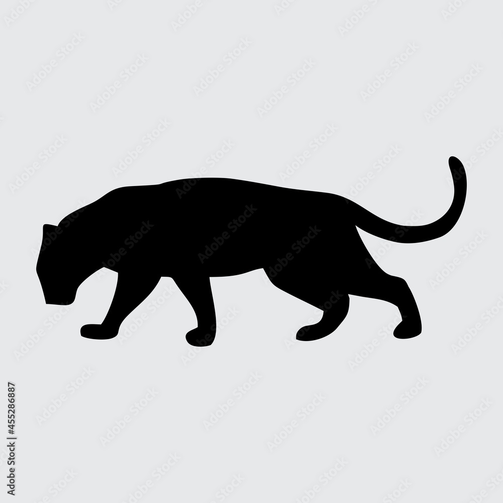 Tiger Silhouette, Tiger Isolated On White Background