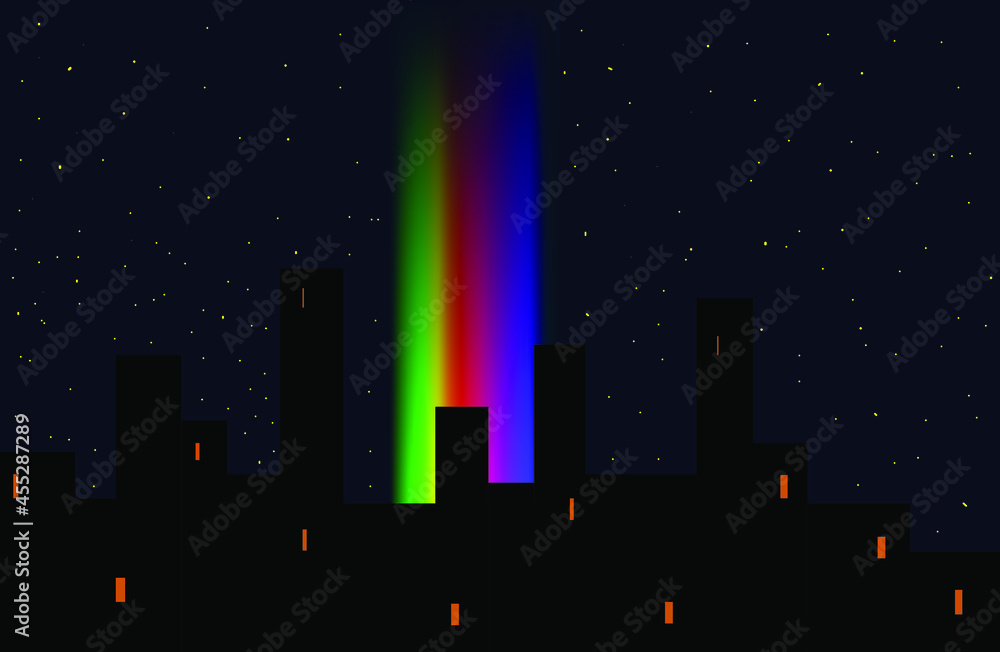 dark retro background with rainbow.Retro futuristic background 1980s style. Retro 80s fashion Sci-Fi Background in bright neon colors. Classic 80s design vector illustration